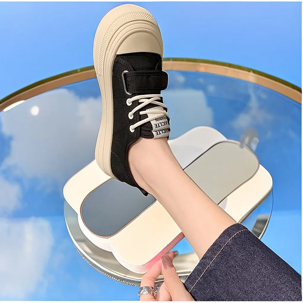 

Женская обувь, новинка 2023, Тонкая Повседневная летняя модная Универсальная женская обувь из вискозной ткани на толстой подошве