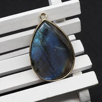 natural stone water drop shape pendants labradorite gem jewelry diy making earrings necklace flash stone charms accessories