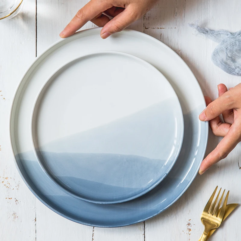 Европейская постепенная керамическая обеденная тарелка домашние кухонные