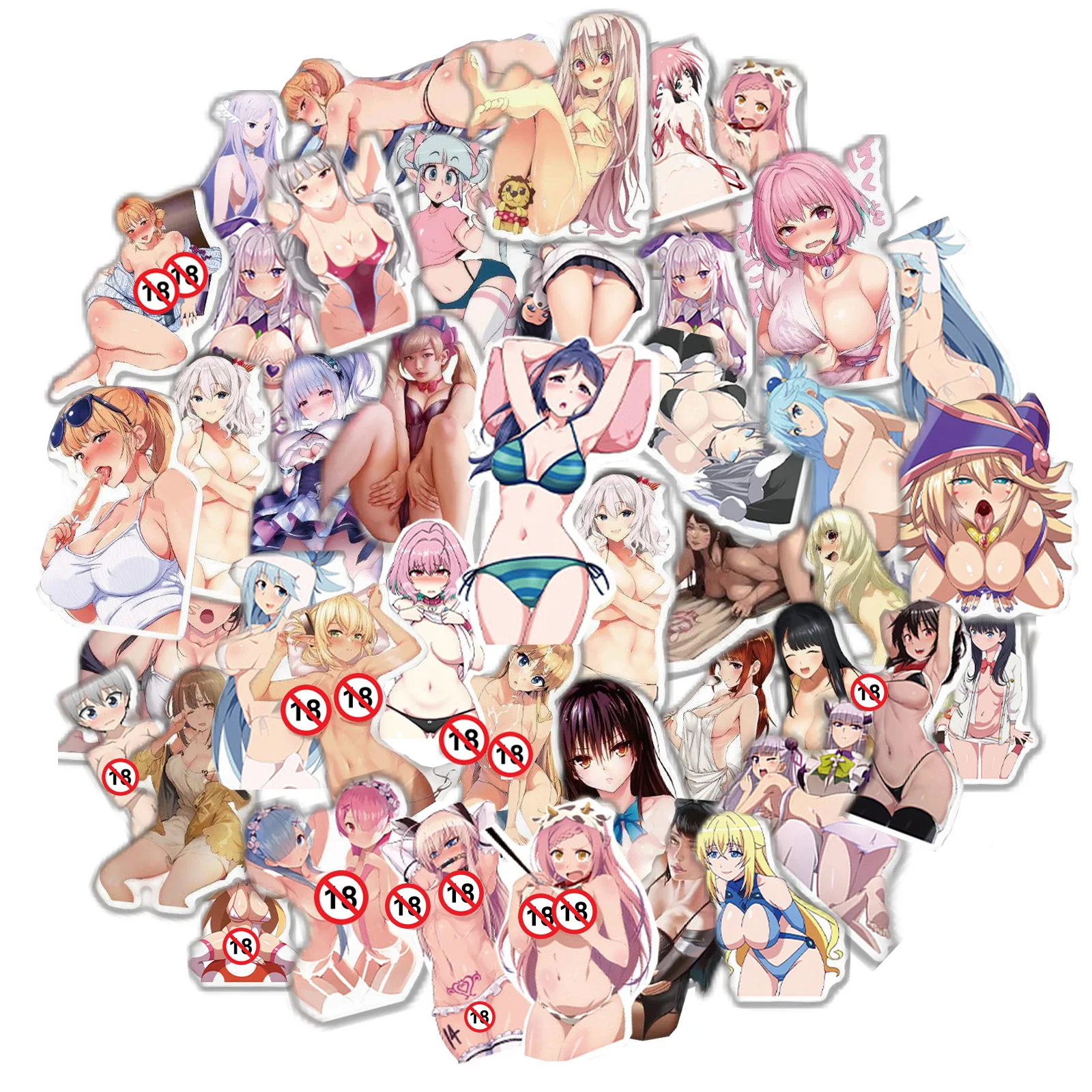 

10/30/50/100Pcs Adult Anime Hentai Sexy Waifu Stickers Suncensored Decals for Laptop Phone Luggage Cute Car Sticker Girls Toys