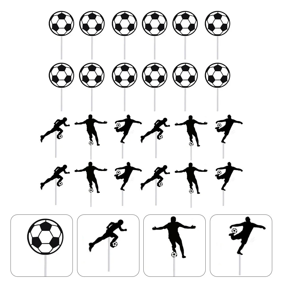 

24pcs Soccer Cupcake Toppers Soccer Cupcake Picks Fruit Dessert Picks Sports Themed Party Cake Decor for Birthday Supplies