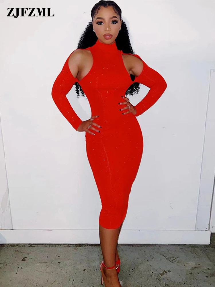 

Элегантные модные женские платья для вечерние 2022, ажурное платье с высоким воротом и длинным рукавом, классическое приталенное коктейльное...