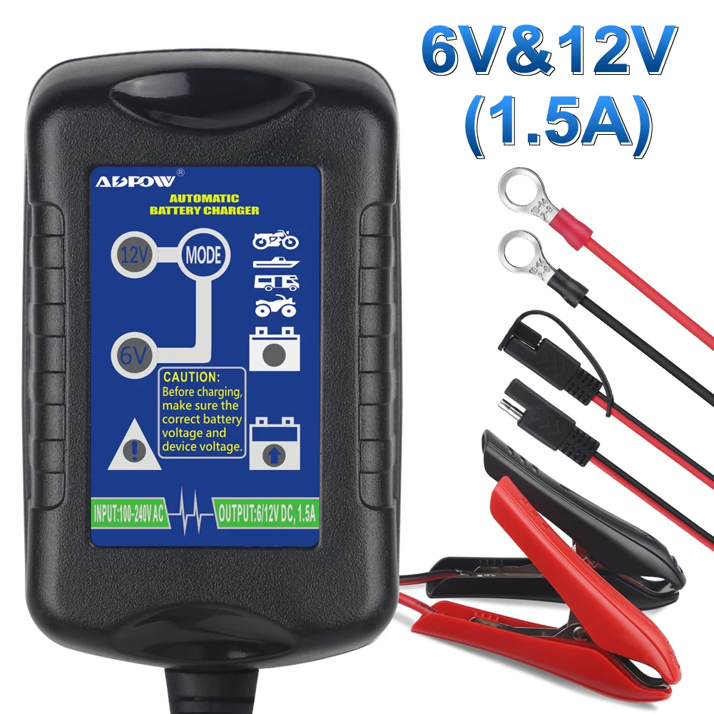 

12V Automotive Battery Charger 1.5A Truck Motorcycle Full Automatic Battery Charger Anti Reverse Rotation Charger Car Accessory