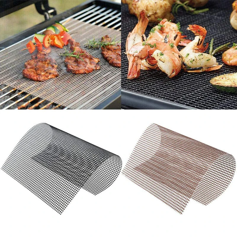 

BBQ Grid Pad 33*40cm Non-Stick High Temperature Resistant Barbecue Mesh Reusable Easily Cleaned Cooking Pads Baking Grill Tool