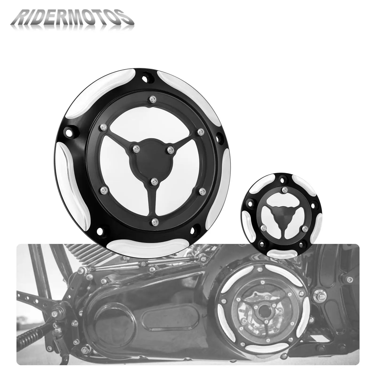 

Motorcycle CNC Derby Timing Cover Black&Chrome Engine Cover For Harley Touring Street Glide Softail Night Train Dyna 1999-2017