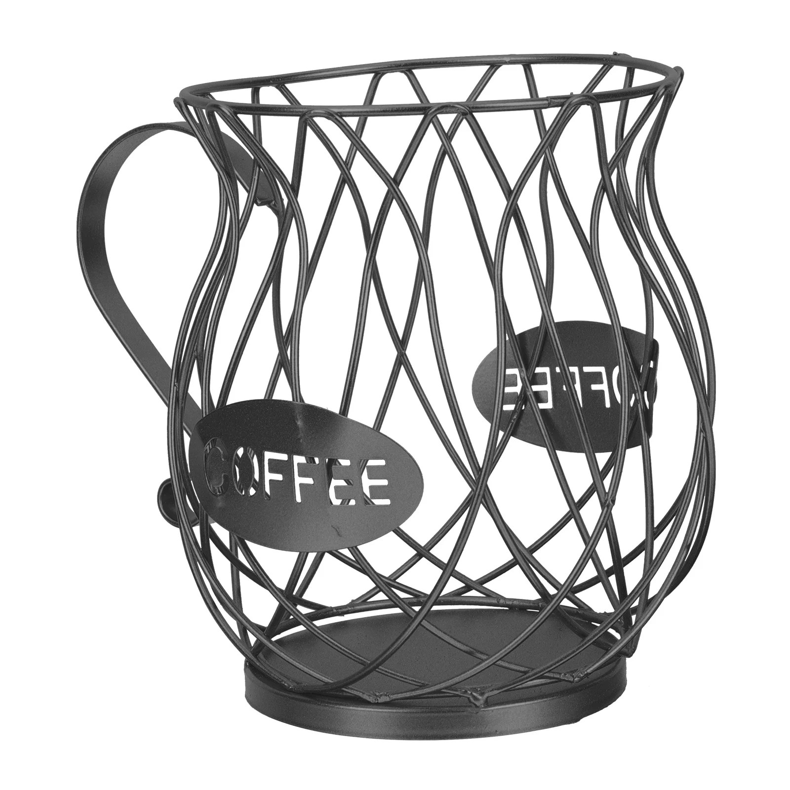 

Iron Coffee Pot Espresso Beans Wire Fruit Basket Hollow Snack Holder Capsule Food Container Wrought Kettle Shaped Office