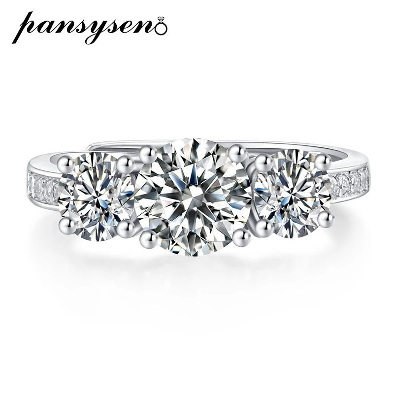 

PANSYSEN New Classic 100% 925 Sterling Silver 1ct D Color Moissanite Ring for Women Wedding Band Engagement Rings Wholesale Gift