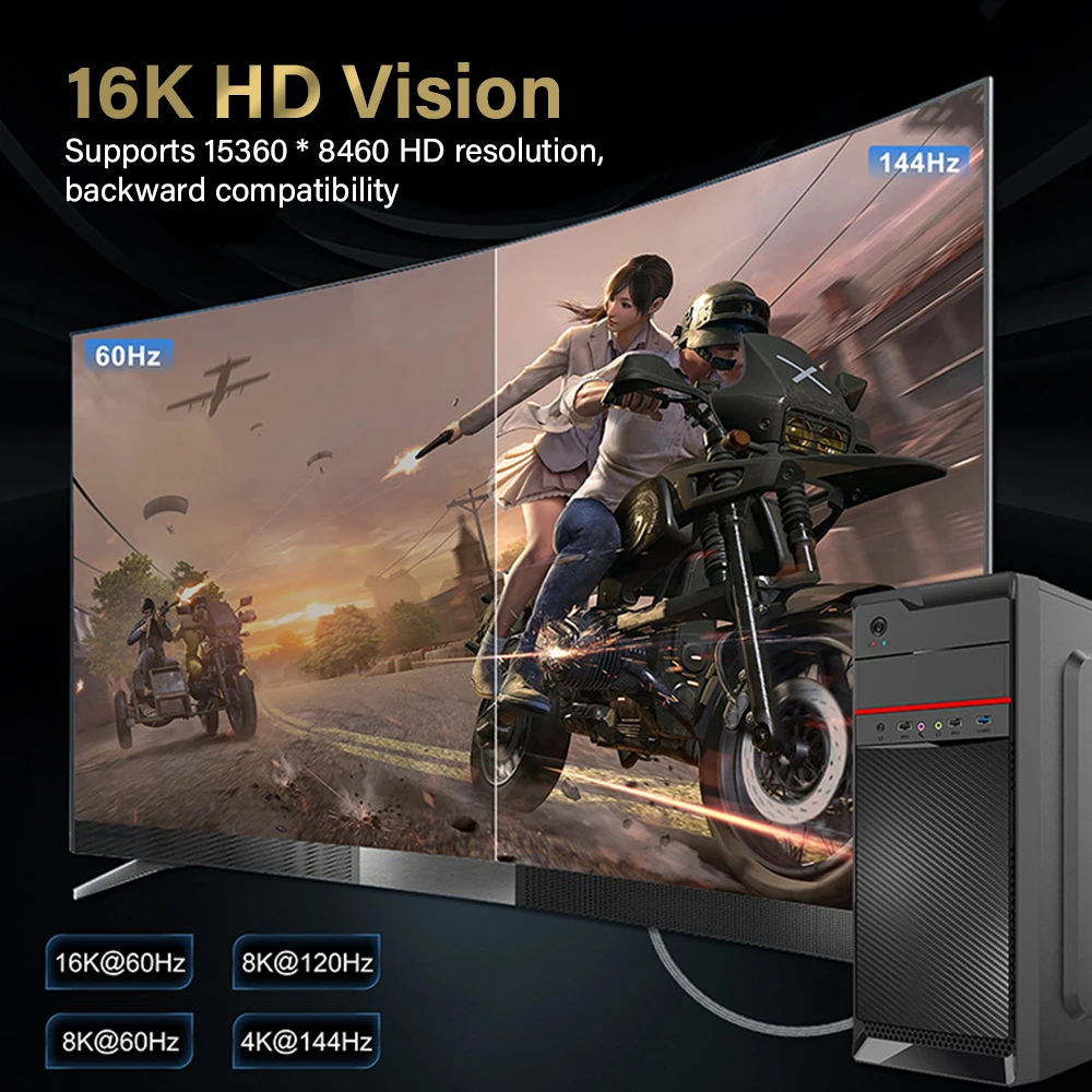 Позолоченный кабель Displayport 16K 60HZ 8K 120HZ DP 2.1 порт дисплея видео адаптер для