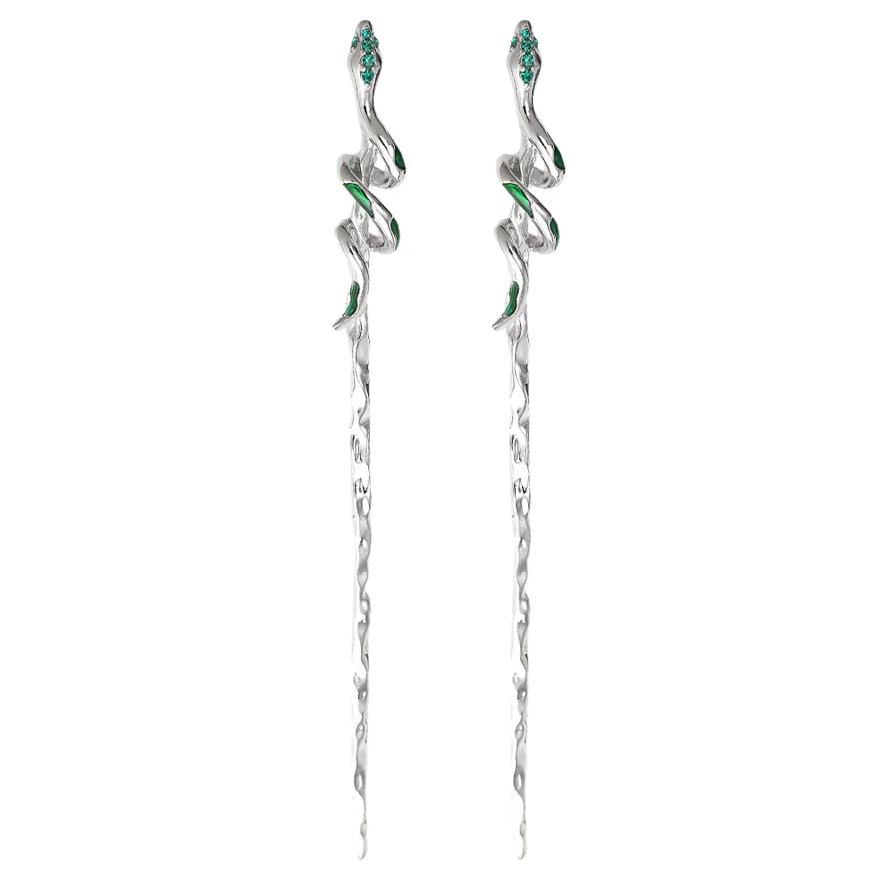 

2 Pcs Rhinestone Hair Vintage Hairpin Miss Wax Sticks Snake Clip Zinc Alloy Women Accessories