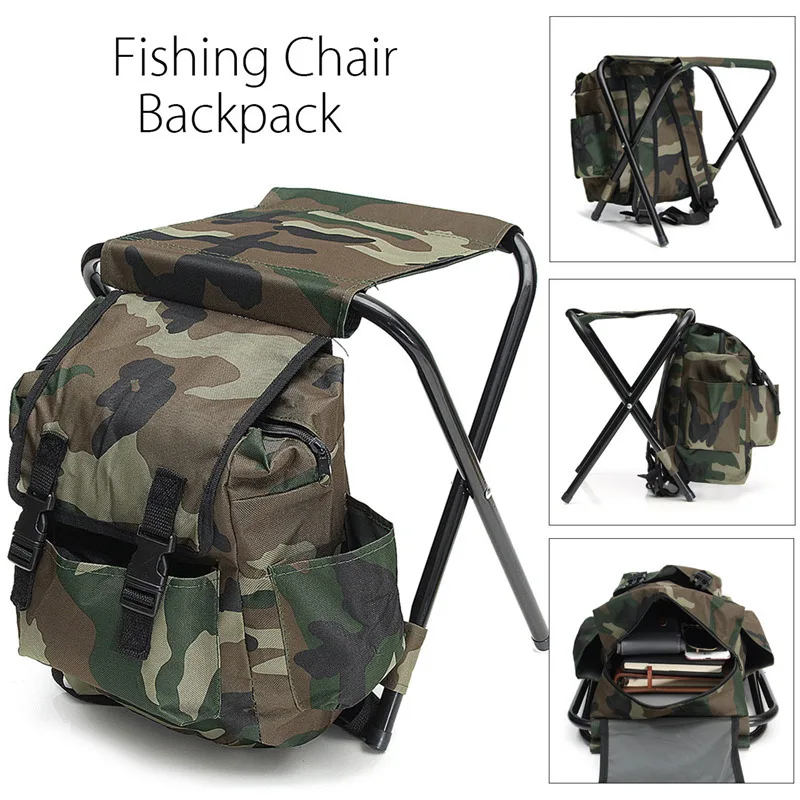 

Portable Outdoor Fishing Chair Foldable Camping Stool Backpack Cooler Insulated Picnic Bag Hiking Seat Table Bear Bag