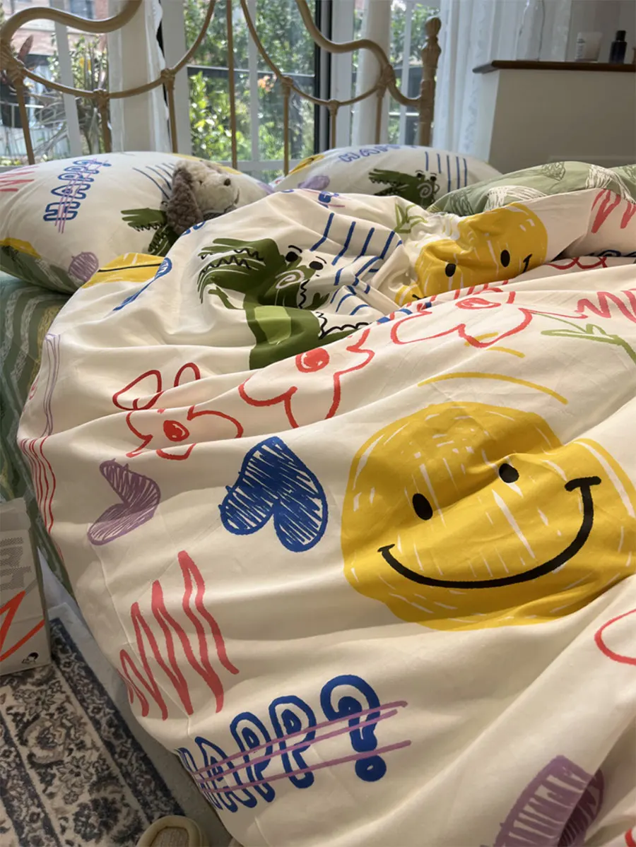 Постельное белье с милым мультяшным динозавром для детей-подростков красочный
