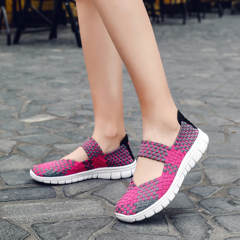 New Women's Shoes Summer Fashion Handmade Flat Sneakers Breathable Lightweight Hand-woven Shallow Mouth Women's Casual Shoes