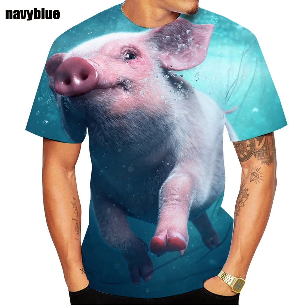 2022 Popular Funny Pig Casual Summer T-shirt Novelty Animal 3d Printing Cute |