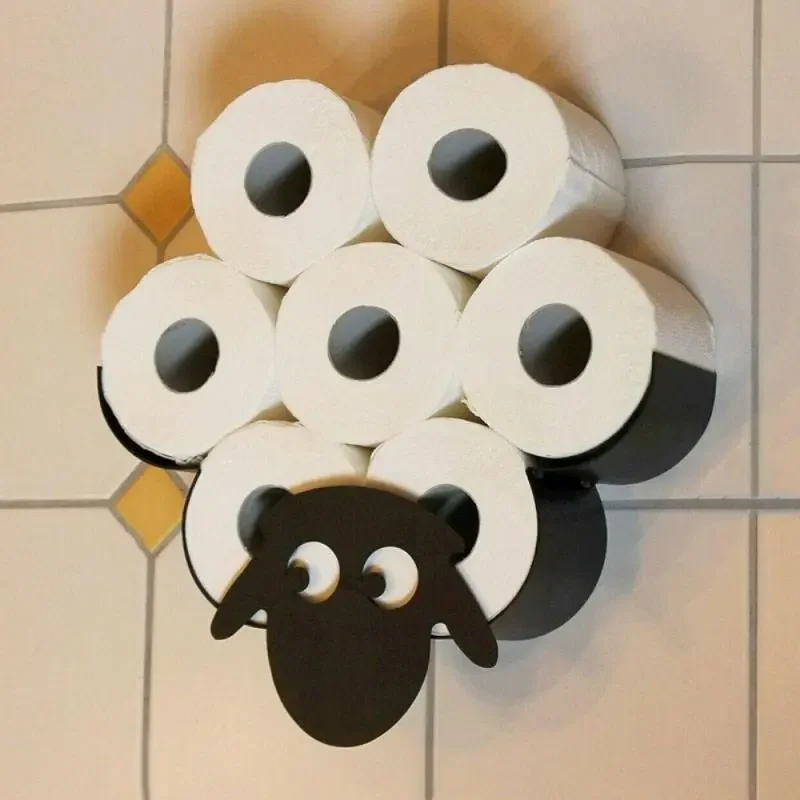 

NEW Sheep Decorative Toilet Paper Holder Wall Mounted Tissue Storage Roll Holder Hold 7 Rolls Storage Racks Bathroom Accessorie