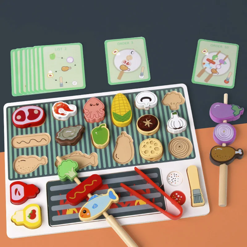 Деревянная Веселая игрушка для барбекю ролевые игры Интерактивная развивающая