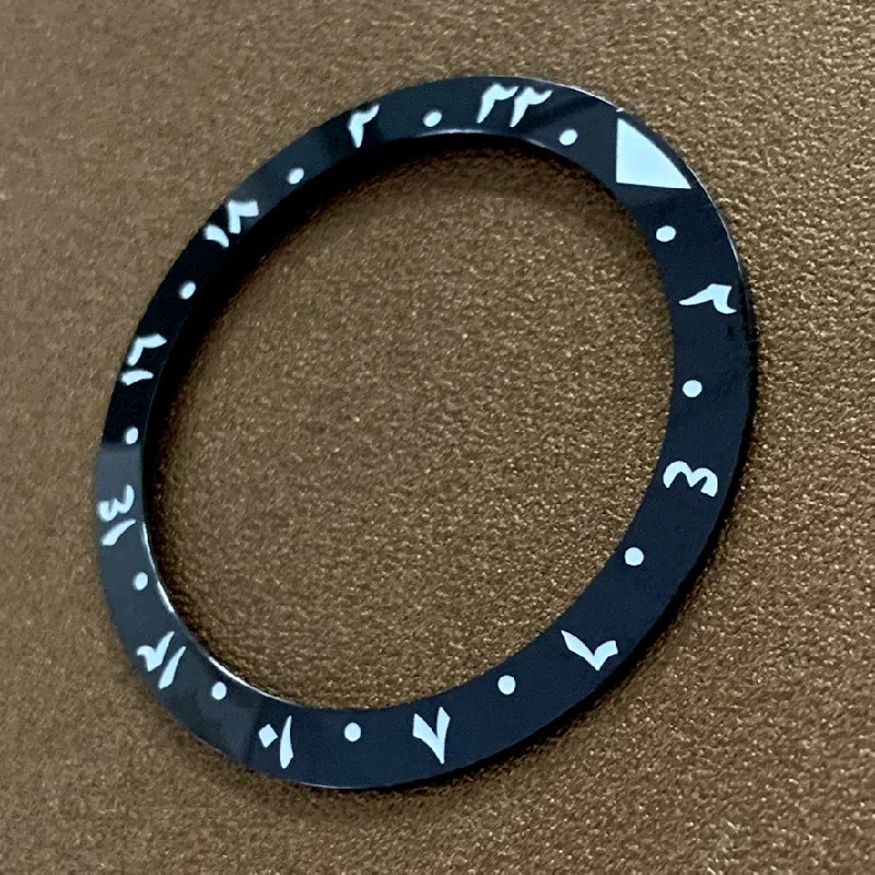 Ceramic bezel insert 38mm black Arabic numerals studded strap C3 green luminous size 38mm-30.5mm for diving watches  accessorie