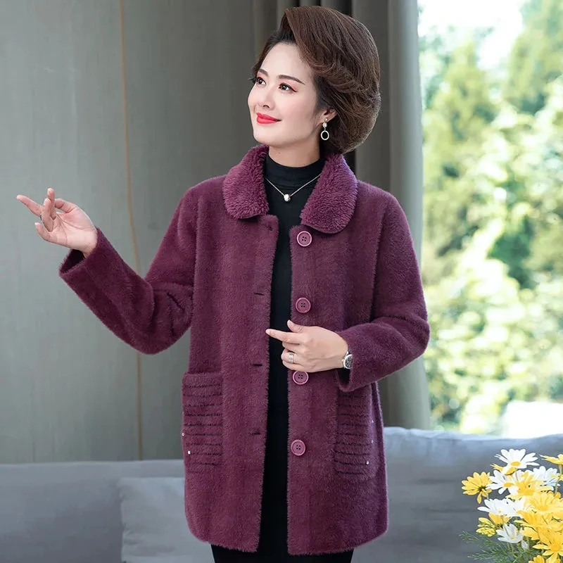 Женский кардиган новый кашемировый для мамы среднего возраста куртка Femme Noble