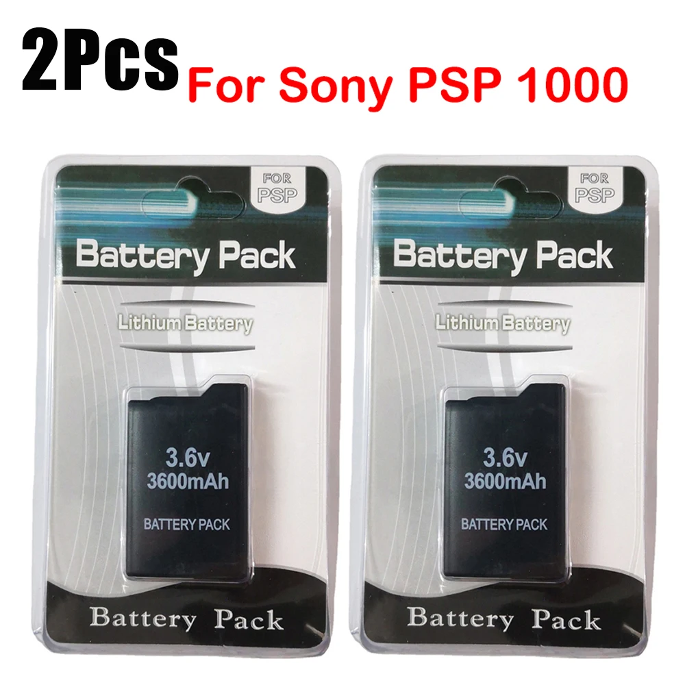 

2Pcs 3600mAh 3.6V Rechargeable Lithium Ion Battery Pack for Sony PSP1000 PSP 1000 PSP-110 Console Gamepad Replacement Batteries