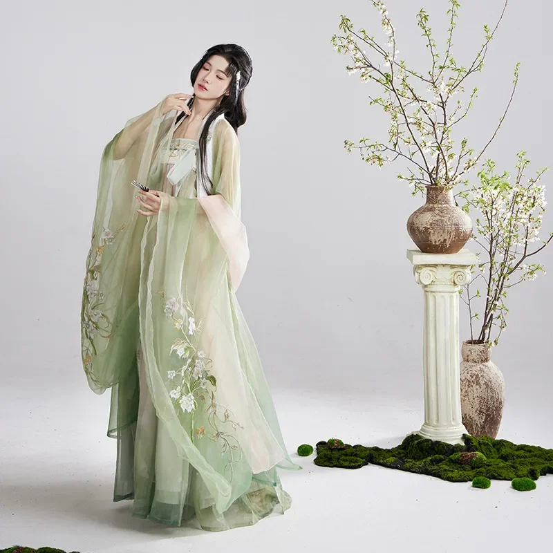 YJ20 Original Hanfu Female Chest-length Big Sleeve Shirt Heavy Embroidery Fairy Tang Suit Spring Summer