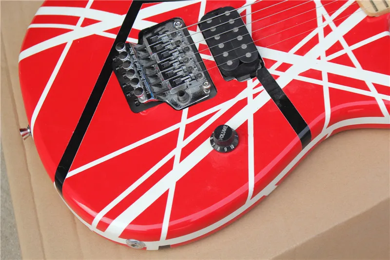 

chinese guitar factory custom new5150 Striped Series Red/Black/White Maple fingerboard Floyd tremolo Electric guitar 531