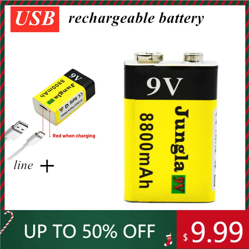 

2022 9V 8800mAh li-ion Rechargeable battery Micro USB Batteries 9 v lithium for Multimeter Microphone Toy Remote Control KTV use