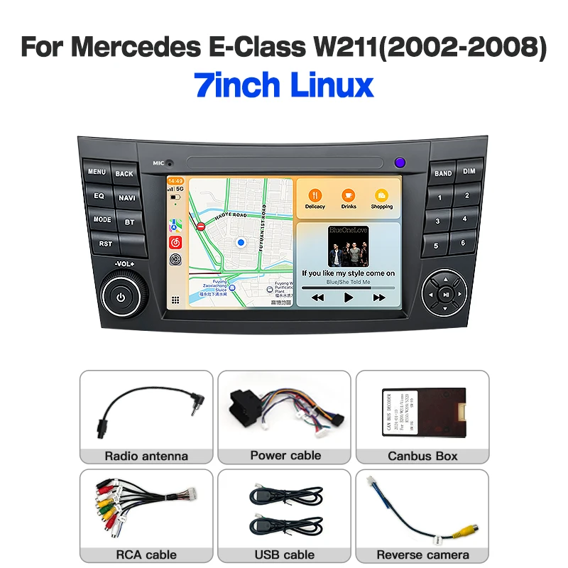 

Автомагнитола 2025 года на Linux с беспроводным CarPlay и Android Auto, FM, DSP, Bluetooth, мультимедийный плеер для Mercedes E-Class W211 2002-2008