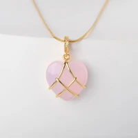 diamond castle necklace for women girls moonstone rose quartz heart charm pendant necklace barbie fashion choker jewelry woman