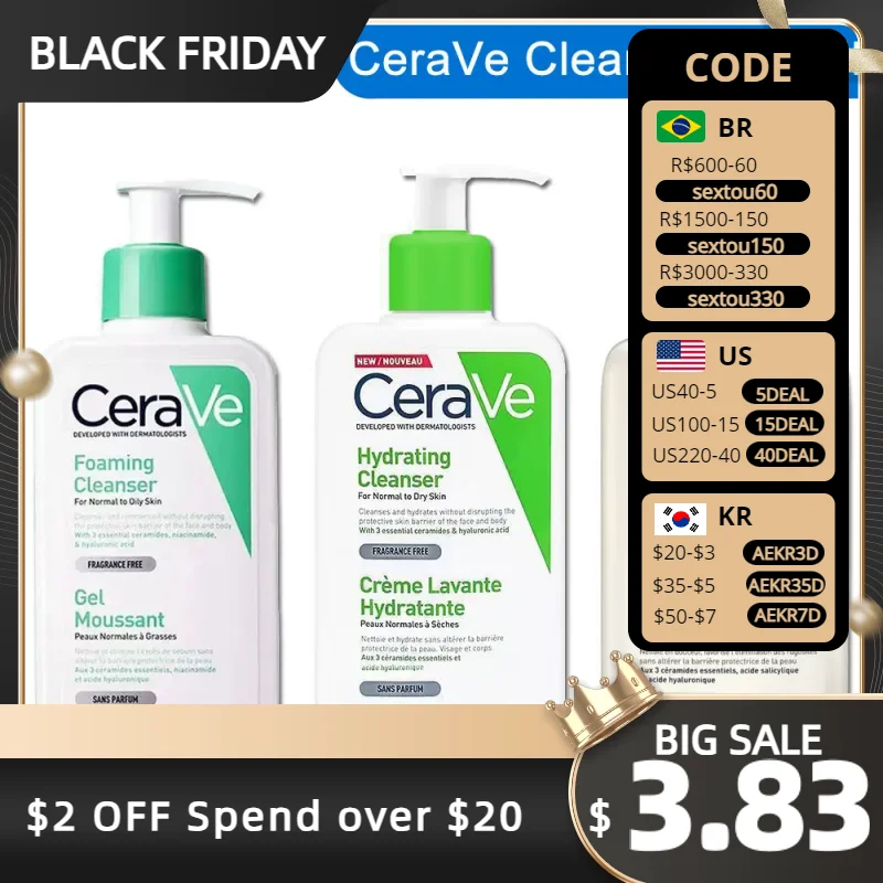 

CeraVe Cleanser Foam Facial Cleanser Amino Acid Face Moisturizing Body Lotion Whitening Cream SA Salicylic For Dry Skin Care
