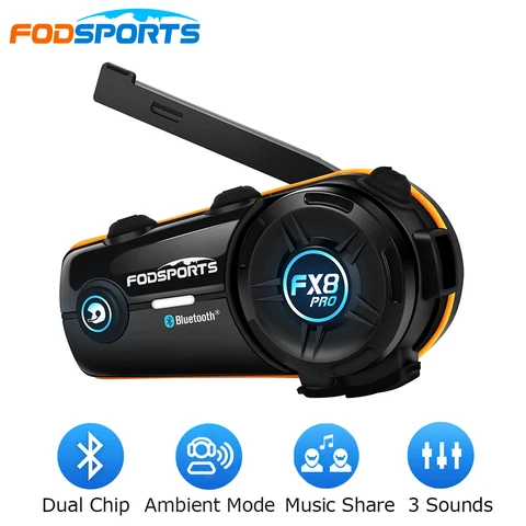 Bluetooth-гарнитура Fodsports FX8 Pro мотоциклетная, 1000 м, FM-радио