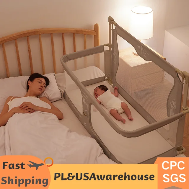 Simple and Lightweight Baby Cot Dual-use Comfortable Toddler Baby Bed In The Bed Safety Protection Easy To Install Bedside Crib 1