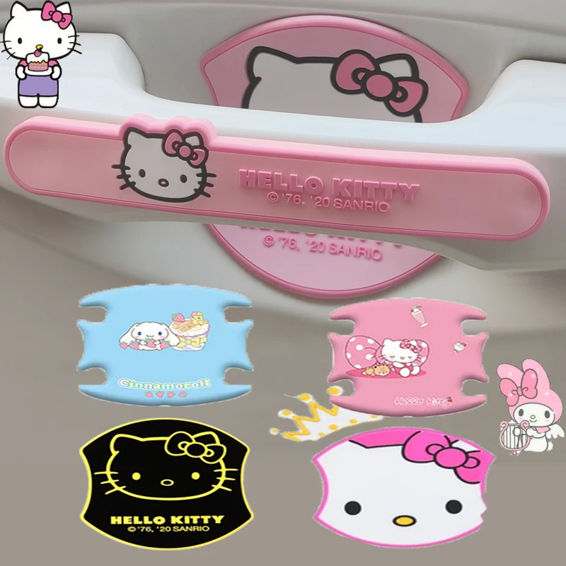 

Sanrio Hello Kitty Car stickers Cartoon Style Car Door Handle Anti-scratch Strip Car Universal Door Bowl Protection Cute Sticker