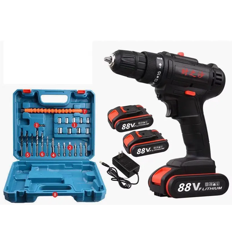 

2022 low price Pistol drill household screwdriver 88VF battery metal tin logo