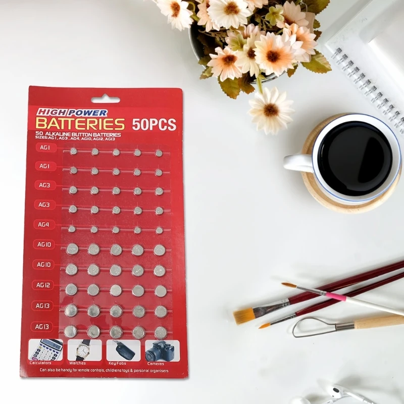 AG1/AG3/AG4/AG10/AG12/AG13 Набор батареек-таблеток из 50 шт. Батарейки для часов K1KF