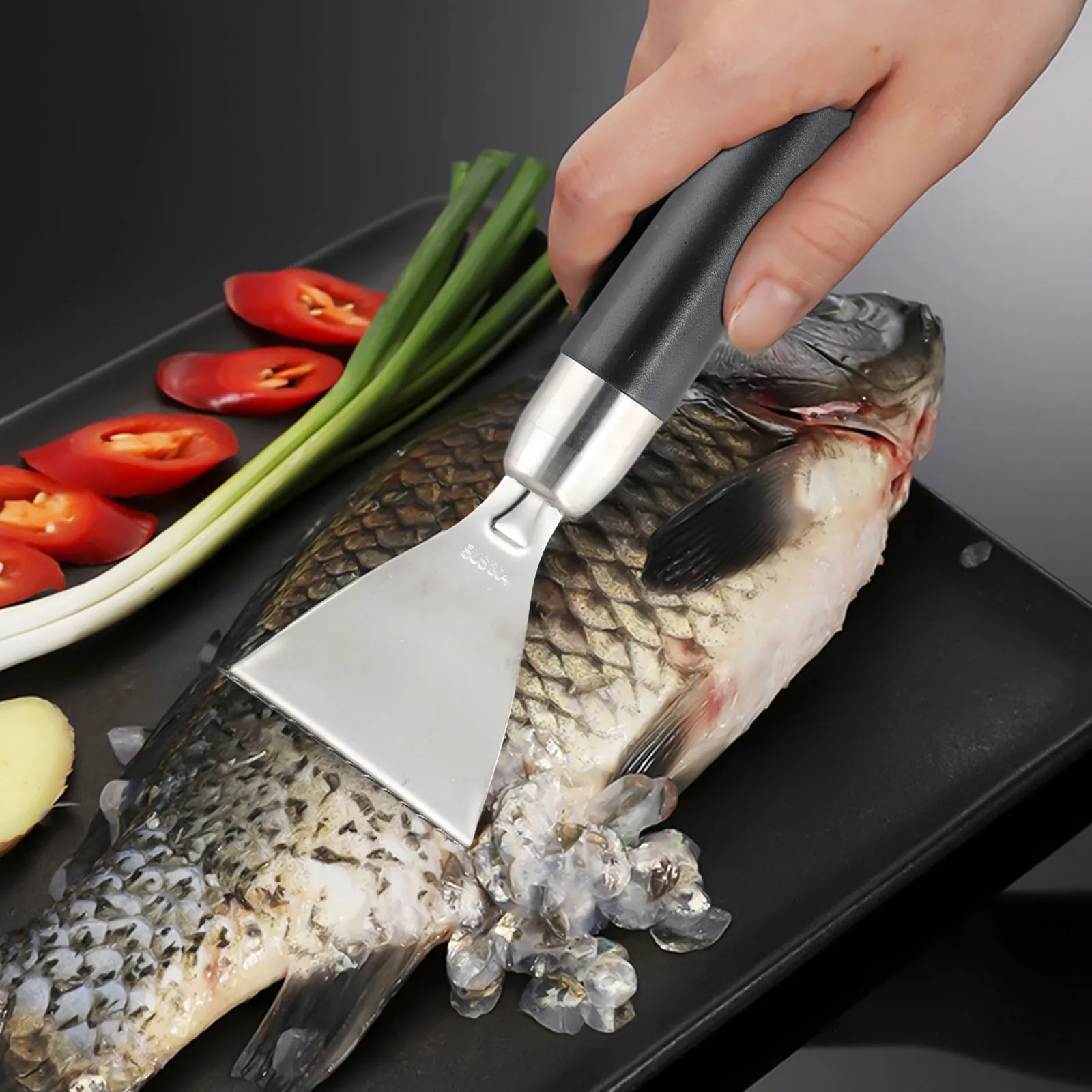 Скребок для рыбьей чешуи съемник эргономичная ручка портативный из нержавеющей