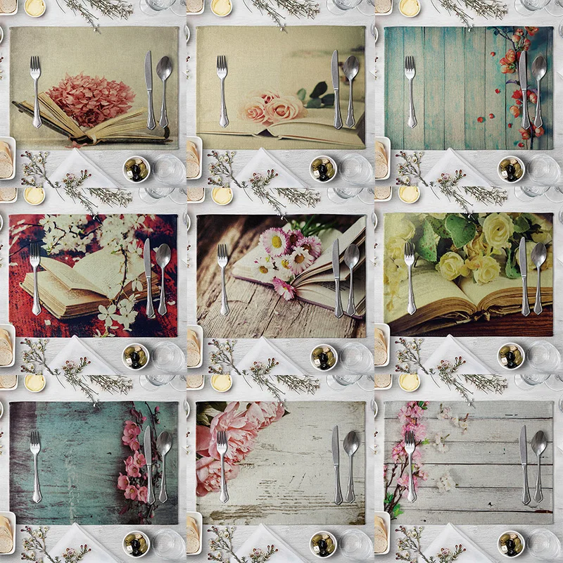 

Rectangular imitation linen Placemat For Dinner Table Mat For Coffee Tables Tableware Plates Cup Pads Kitchen Accessories