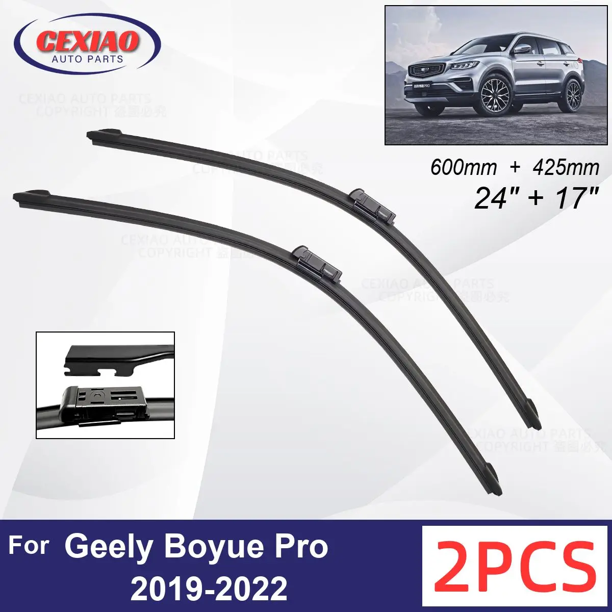 

Car Wiper For Geely Boyue Pro Azkarra Farizon FX 2019-2022 Front Wiper Blades Soft Rubber Windscreen Wipers Auto Windshield