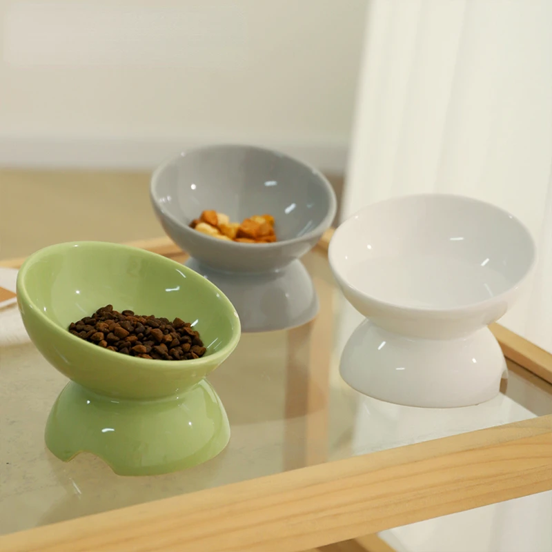 

Милая керамическая миска для кошек, нескользящая новая миска для кормления собак с высокой стопой, Детские принадлежности для питомцев