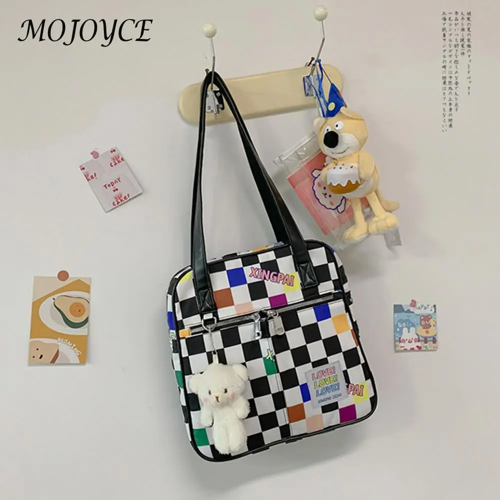 

Women Nylon Checkered Shoulder Bag Female Luxury Travel Small Top-Handle Bag Large Dumplings Bags Fashionable Decor