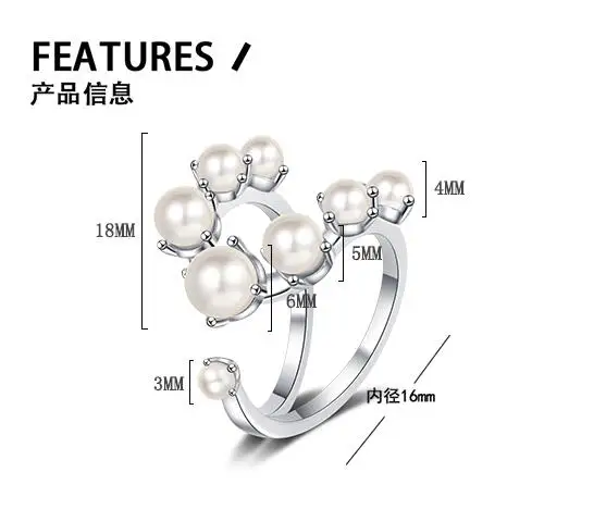 Кольца из стерлингового серебра 925 пробы с жемчугом геометрической формы