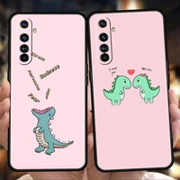cute dinosaur phone case for realme 8 9 pro plus 8i 9i 6 7 gt2 c21 c25 c3 c11 pro 5g luxury shockproof silicone shell fundas bag