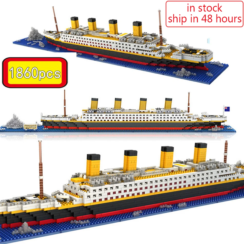 

1860pcs RMS Titanic Model Large Cruise Ship/Boat 3D Micro Building Blocks Bricks Collection DIY Toys for Children Christmas Gift