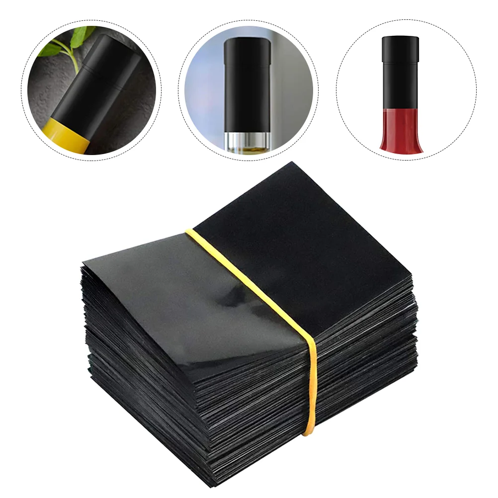 

Black Shrink Bands- 100 Black Perforated Heat Shrink Wrap Sealer- Shrink Band for Hot Sauce Bottles and Beverage Packaging