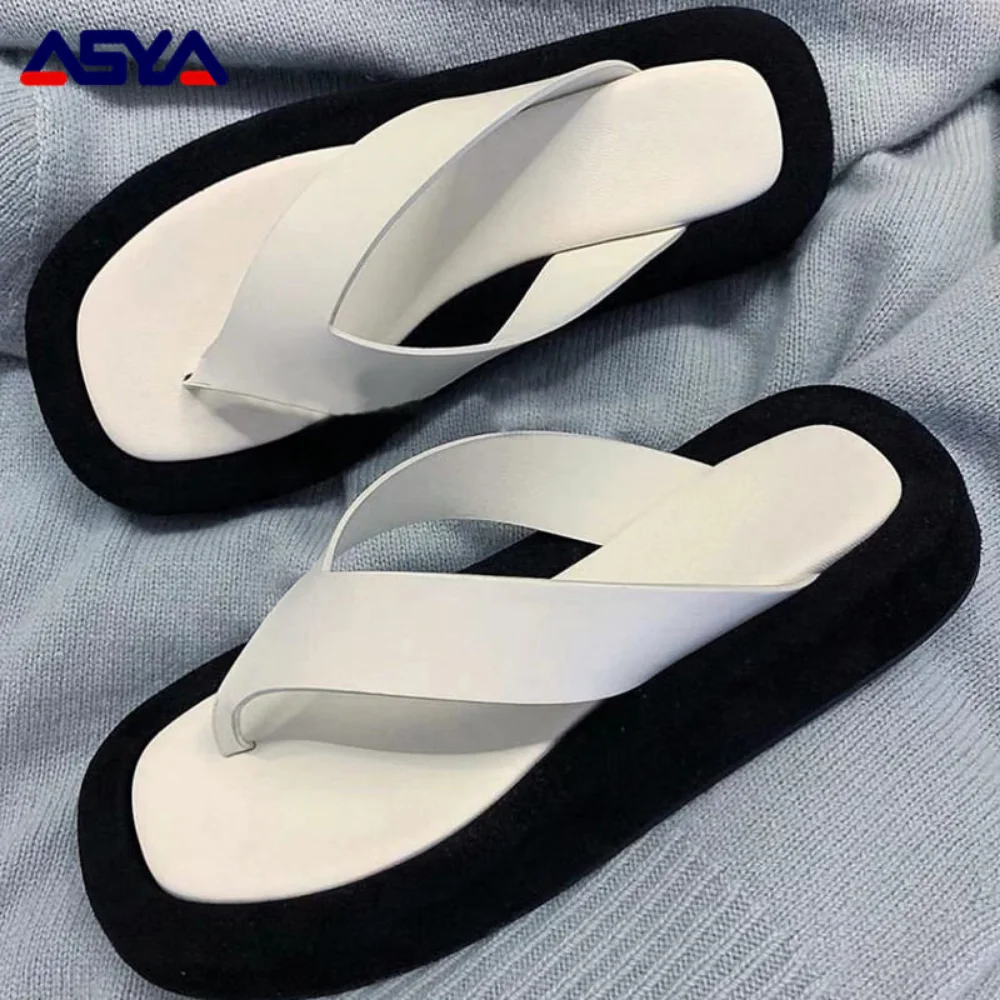 ASYAPOY Slippers Bottom Color Matching Flip-Flops Summer New All-Matching Non-Slip Beach Ladies Sandalia