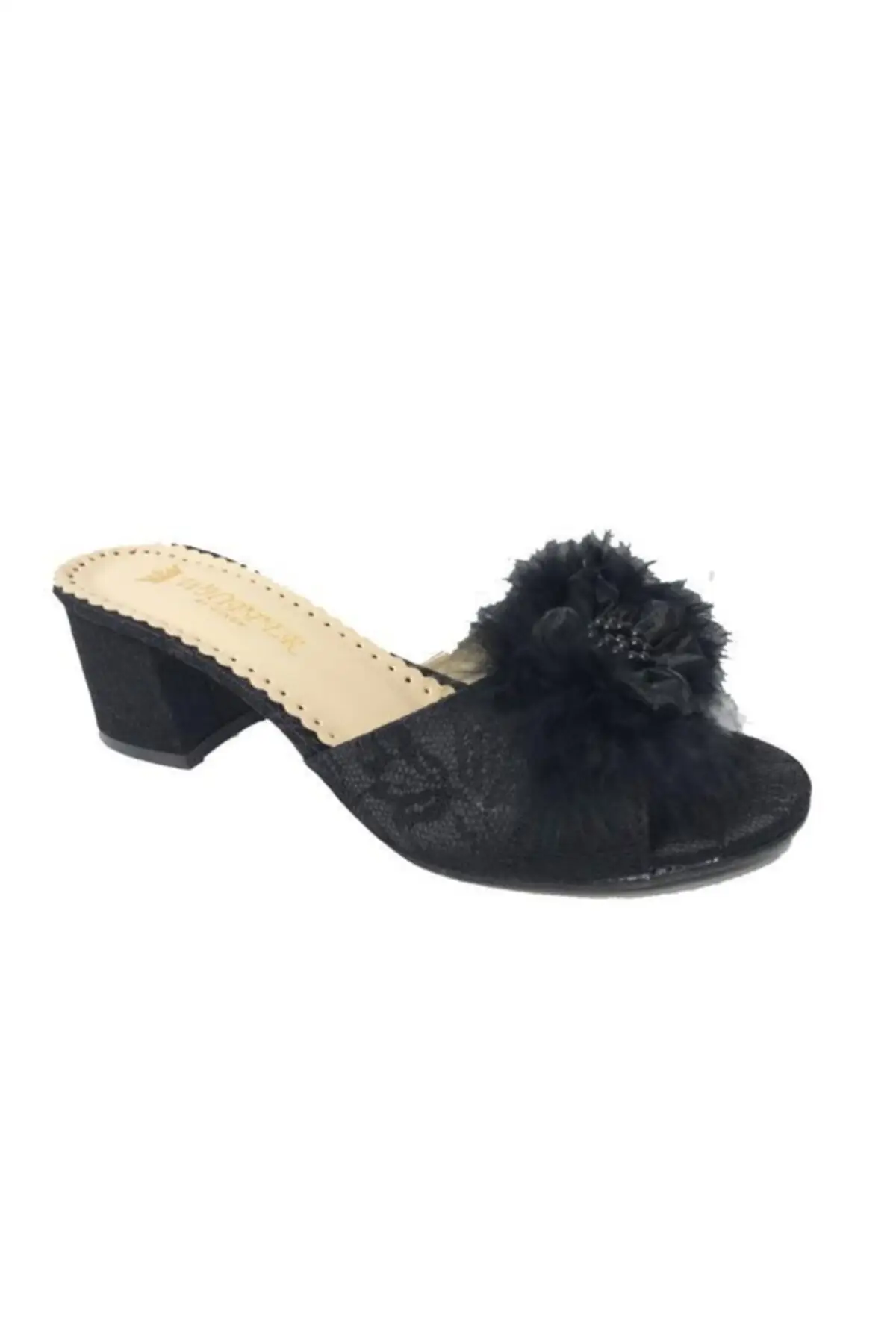 

Women's Black Feathered Evening Slippers 1507