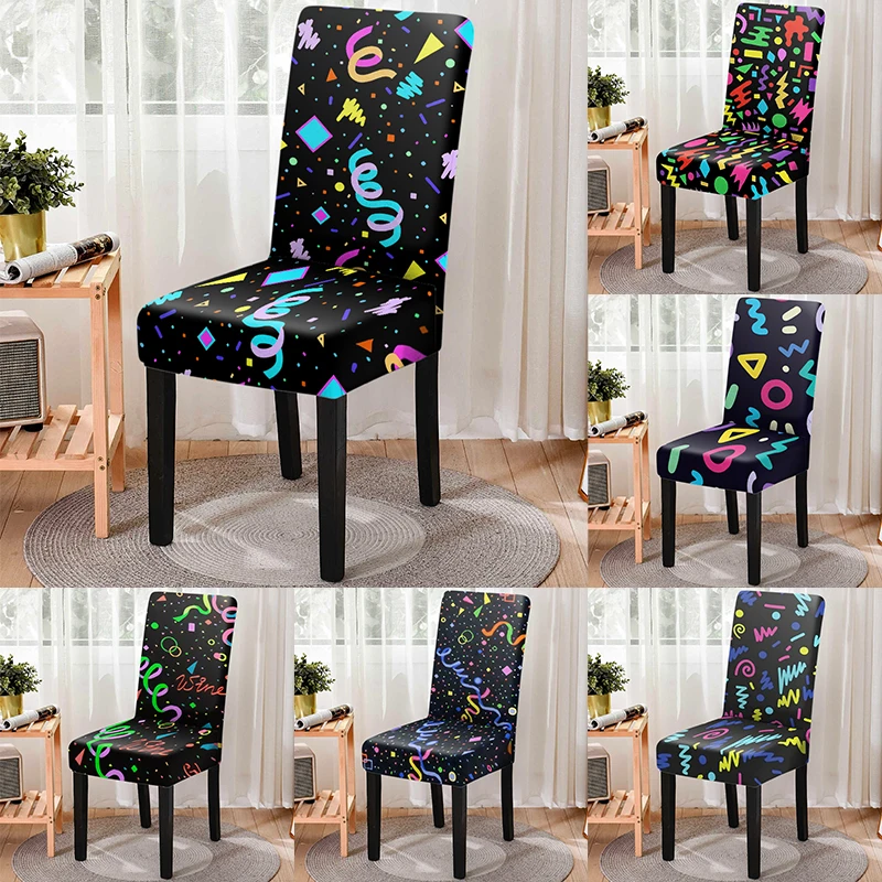 

Colorful Ribbon Graphic Print Removable Chair Cover High Back Anti-dirty Chair Protector Home Gaming Chair Office Chair Chairs