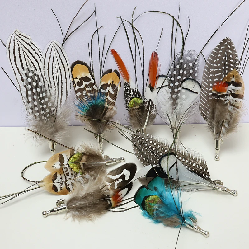 Красочные Изготовленные На Заказ броши в виде перьев фазана петуха перья модная