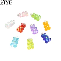 10pcs 1120mm 9 candy color gummy mini bear resin charms for making cute earrings pendants necklaces diy findings charms jewelry