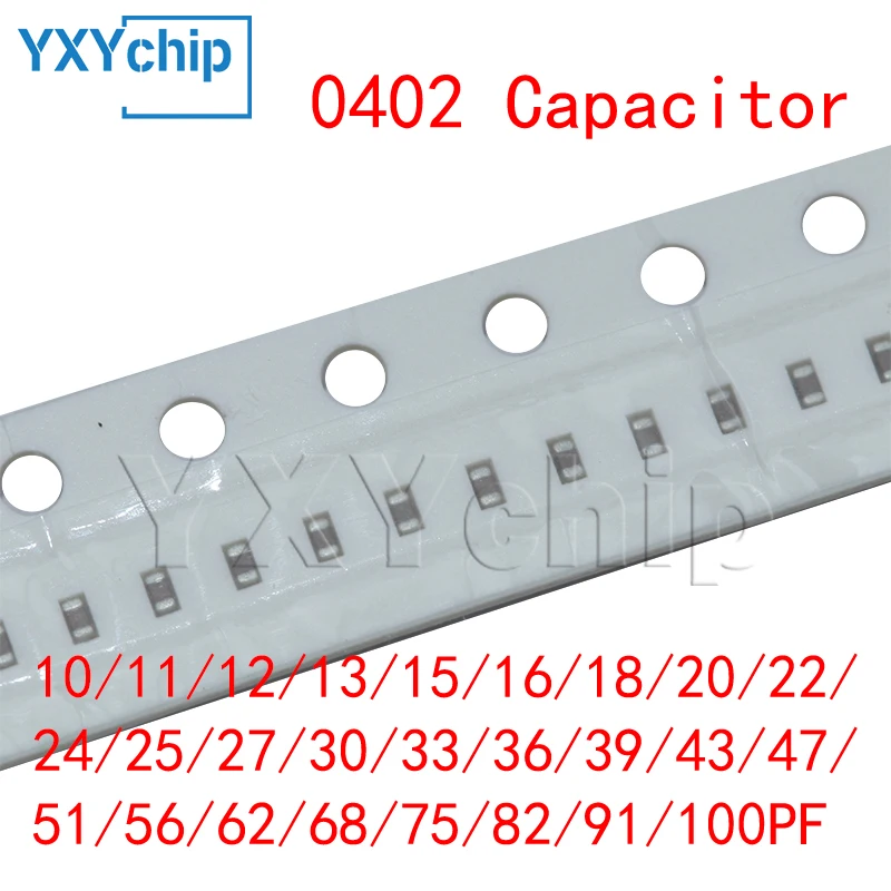Конденсатор SMD 10/11/12/13/15/16/18/20/22/24/25/27/30/33/36/39/43/47/100 шт. 51/56/62/68/75/82/91/100PF C0G NPO 5%