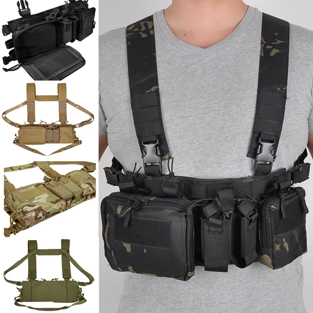 

Chest Rig Airsoft Tactical Vest Military Pack Magazine Pouch Holster Molle System Waist Men Nylon CS Match Wargame Tactical Gear