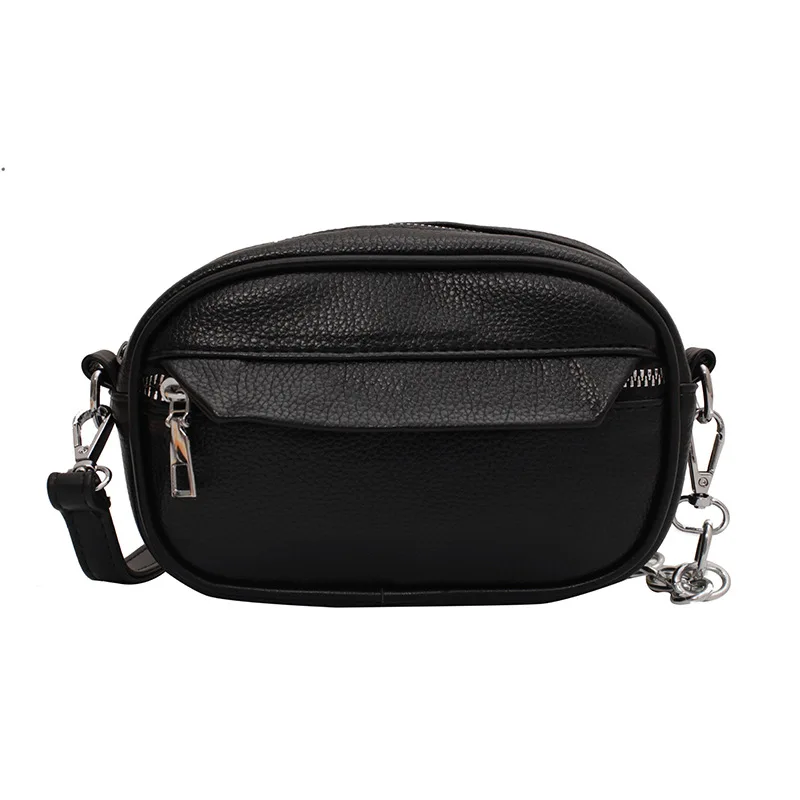 

Simple Fashion Small Female bag Trend Chain women's fashion bags Travel Phone Soft Leather bags Black White Mini cross bag